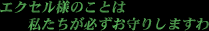 エクセル様のことは私たちが必ずお守りしますわ